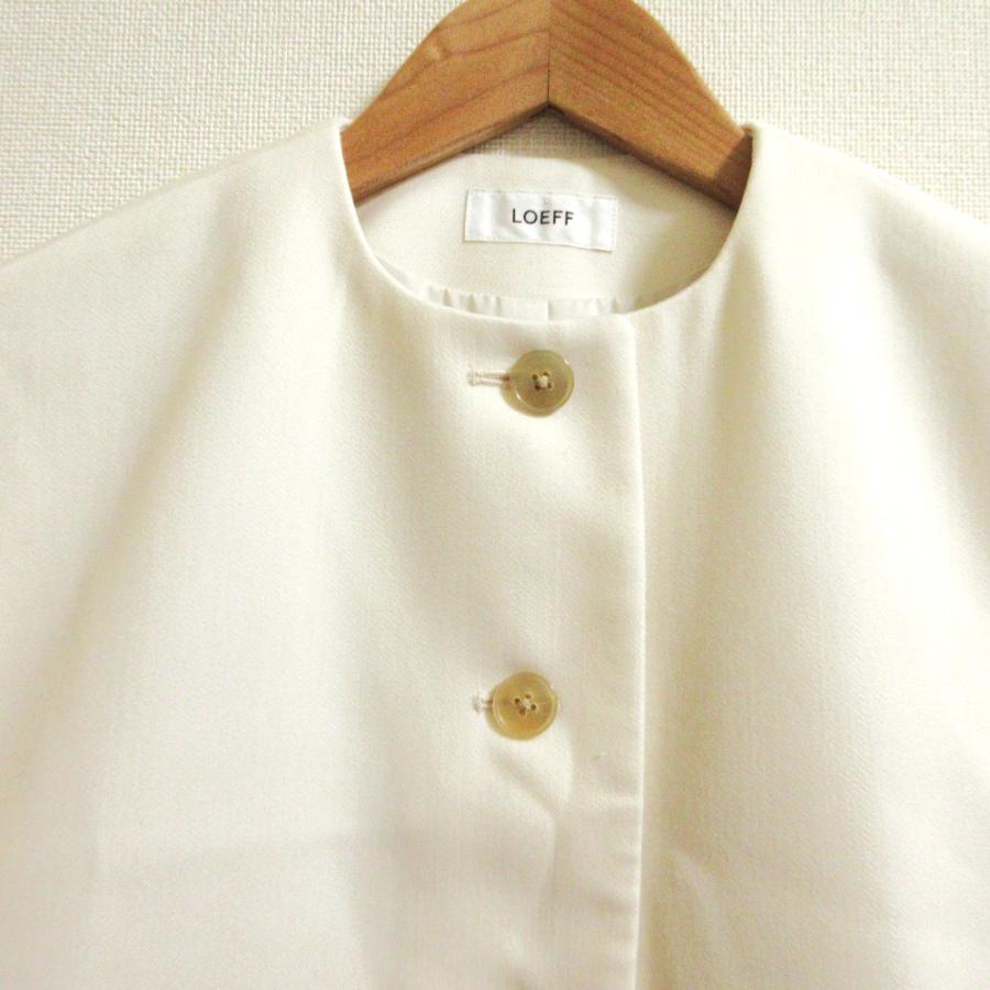良品 LOEFF ロエフ ダブルクロス ボンタン トラウザー パンツ ベスト セットアップ サイズ0 オフホワイト レディース 古着 中古_5