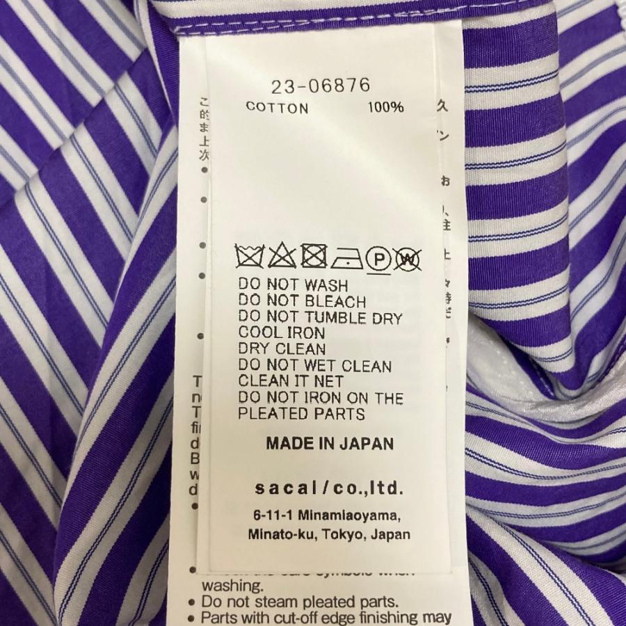 美品 サカイ Sacai シャツ ブラウス 半袖 ショートスリーブ ストライプ サイドジップ レース トップス レディース 1(S相当) ブルー/ホワイト sacai - 【未使用に近い美品】☆sacai サカイ☆レース シャツ ブラウス