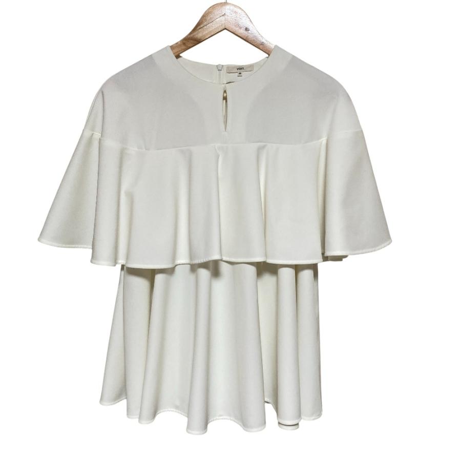 Yori 美品 23SS yori ヨリ キーネック フリルブラウス YR21-23067SM 