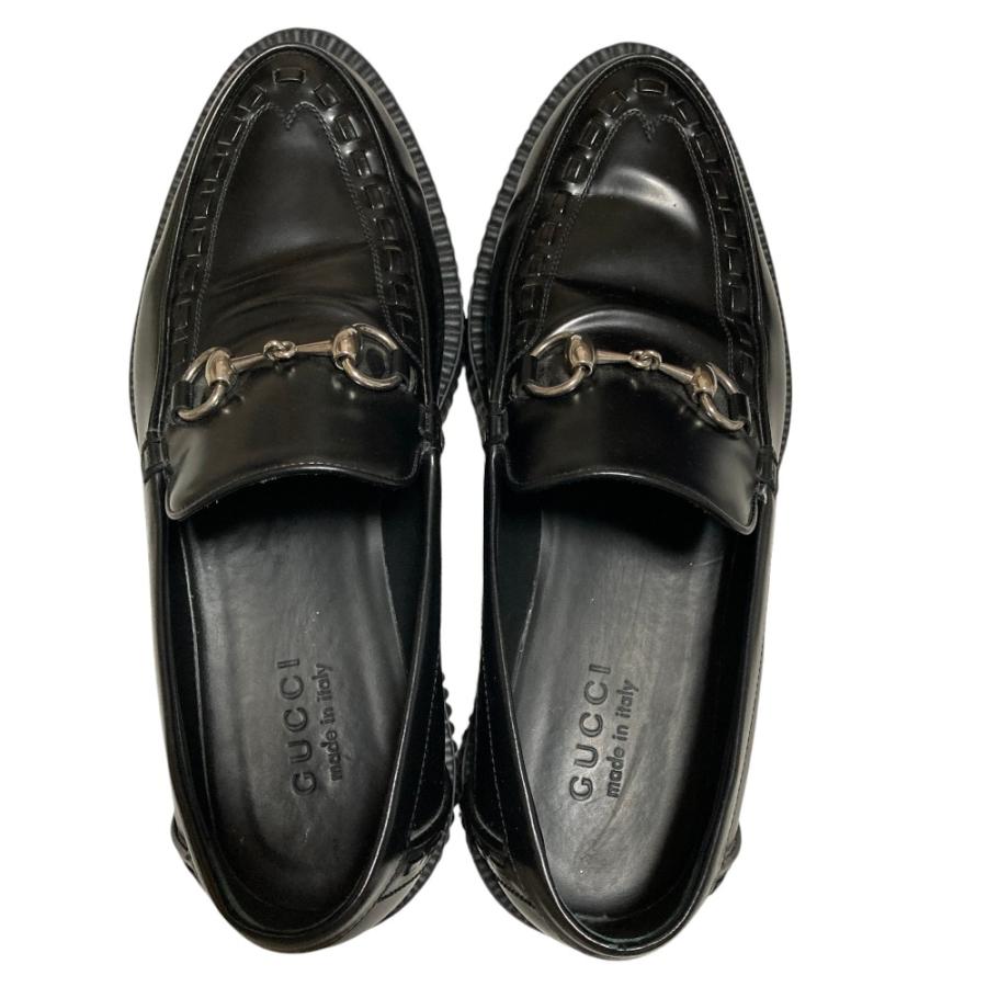 中古GUCCI ブラック ローファー　40 E JP25.0〜25.5cm位 GUCCI（グッチ） 美品 ロゴプレート ホースビット クリーパー