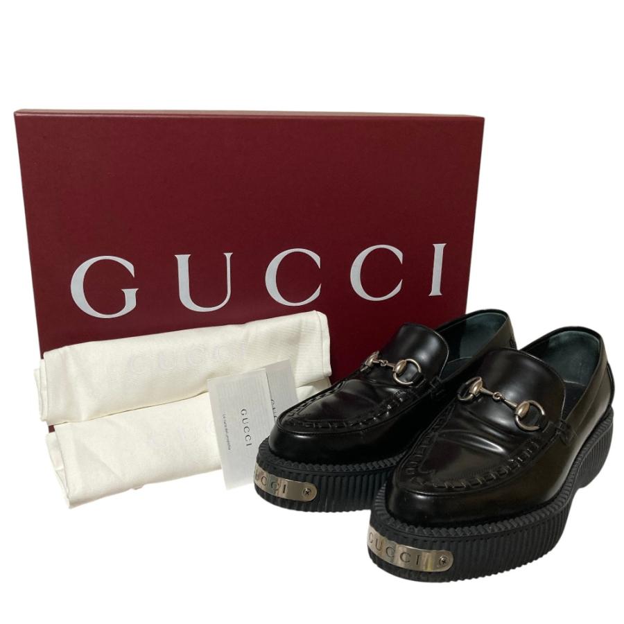 美品　GUCCI グッチ ホースビットローファー ダークブラウン 38 GUCCI（グッチ） 美品 ロゴプレート ホースビット クリーパー