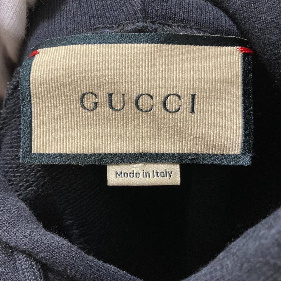 美品 GUCCI グッチ ジオメトリック ロゴプリント プルオーバー パーカー 681210 Sサイズ ブラック メンズ 古着 中古_4