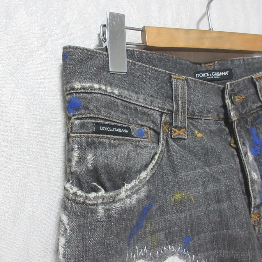 ドルチェ&ガッバーナ　クロップド丈ペイントダメージ加工ジーンズ(極美品) DOLCE&GABBANA（ドルチェ & ガッバーナ） 美品 ドルチェアンド