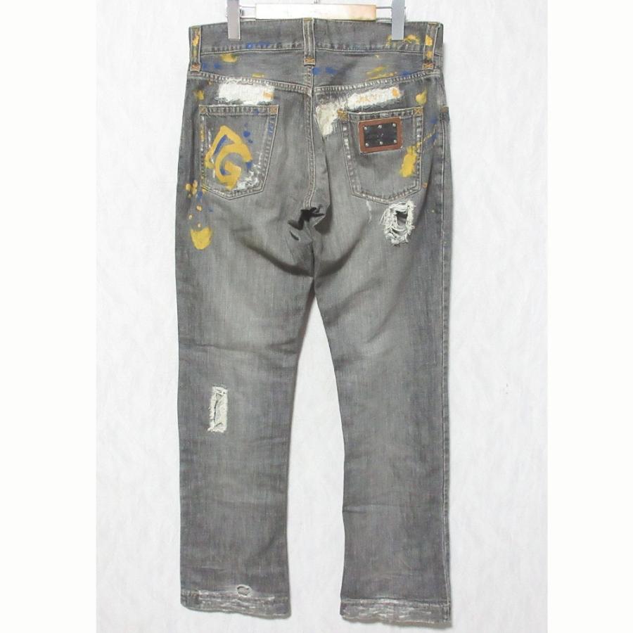 良品 DOLCE&GABBANA ドルチェアンドガッバーナ ペイント加工 クラッシュジーンズ デニムパンツ G3039D グレー メンズ 古着 中古 USED DOLCE&GABBANA（ドルチェ & ガッバーナ） 良品 ドルチェアンド