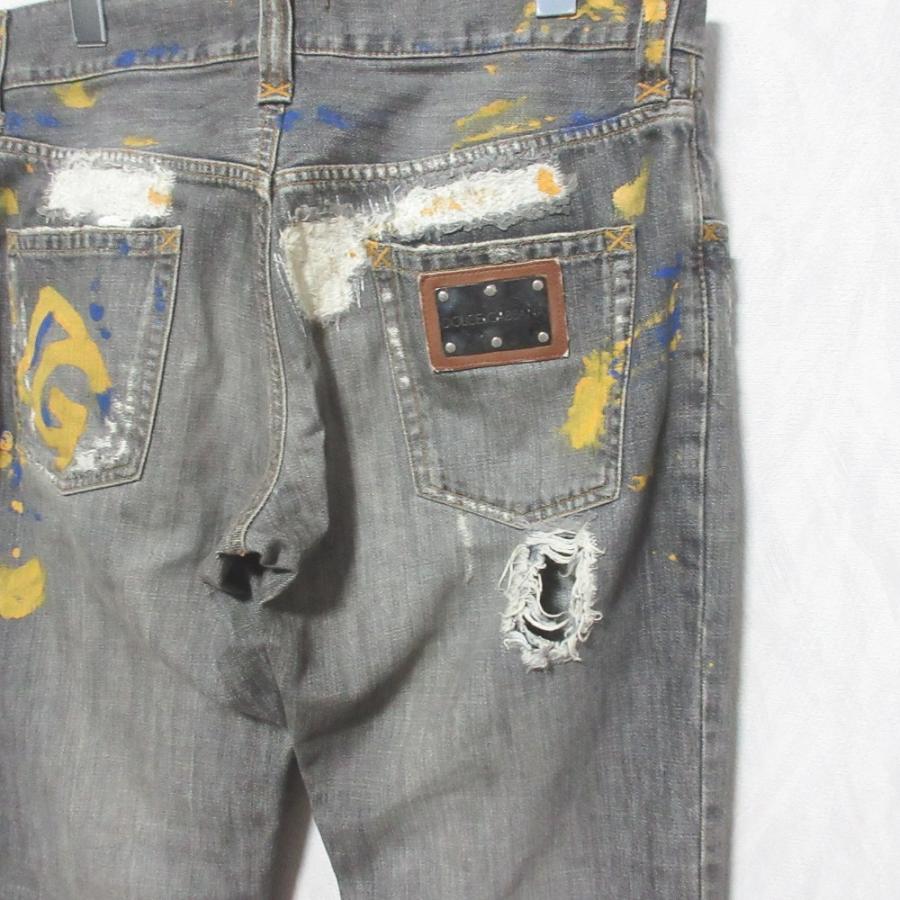 良品 DOLCE&GABBANA ドルチェアンドガッバーナ ペイント加工 クラッシュジーンズ デニムパンツ G3039D グレー メンズ 古着 中古 USED DOLCE&GABBANA（ドルチェ & ガッバーナ） 良品 ドルチェアンド