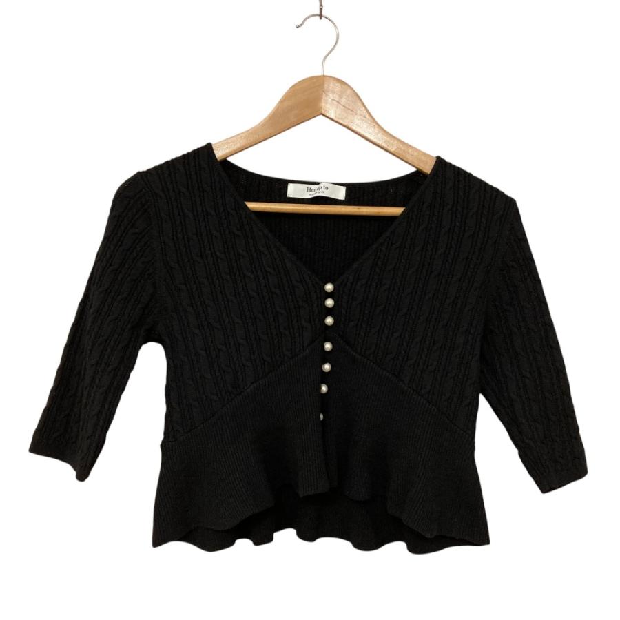 カーディガン herlipto Cropped Pearl Cardigan 美品 Herlipto ハーリップトゥ Cropped Pearl Cardigan Vネック