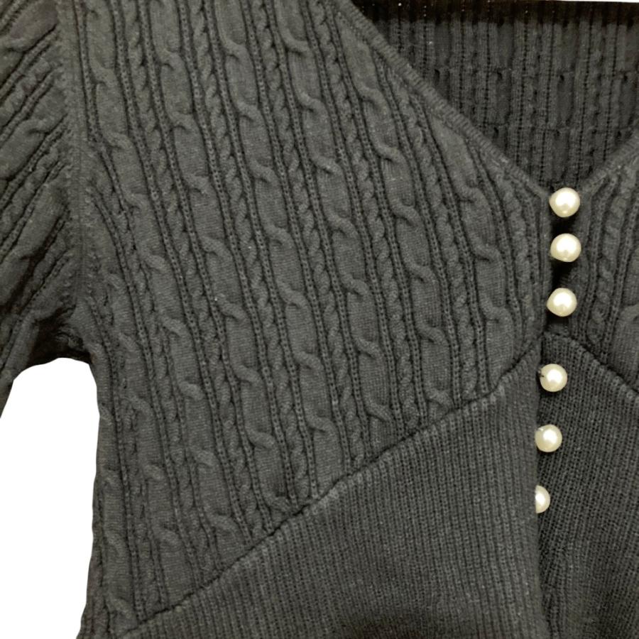 カーディガン her lip to Cropped Pearl Cardigan 美品 Herlipto ハーリップトゥ Cropped Pearl Cardigan Vネック