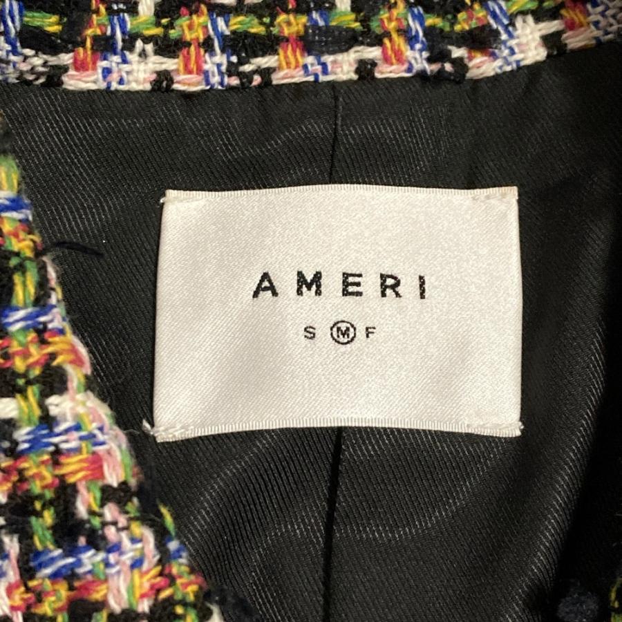 未使用品タグ付きアメリAmeri VINTAGEモノクロ幾何学模様 ワイドパンツ 美品 AMERI VINTAGE アメリヴィンテージ PLAYFUL TWEED JACKET