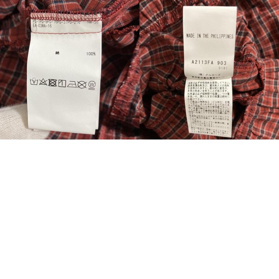 美品 PINK HOUSE ピンクハウス misako&erinko リボンブローチ付 タータンチェックフードワンピース A2113FA903 ワインレッド ネイビー レディース 古着 中古の画像