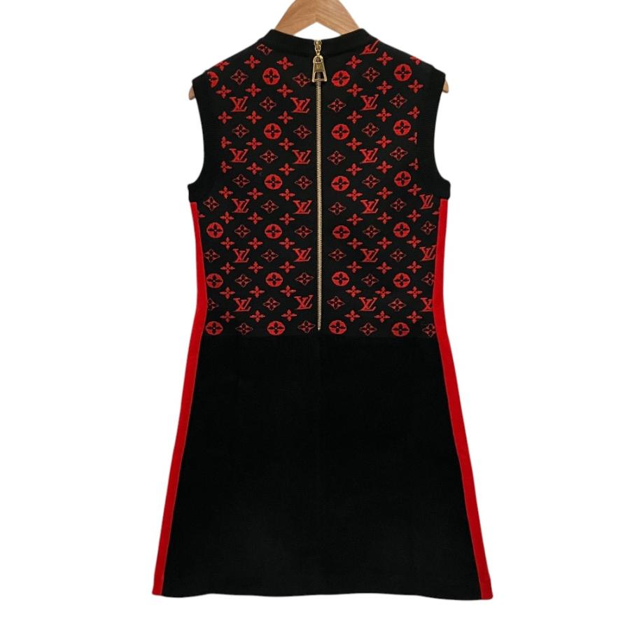美品 Louis Vuitton ルイヴィトン モノグラム Aライン ノースリーブ ニットワンピース ドレス S ブラック レディース 古着 中古の画像