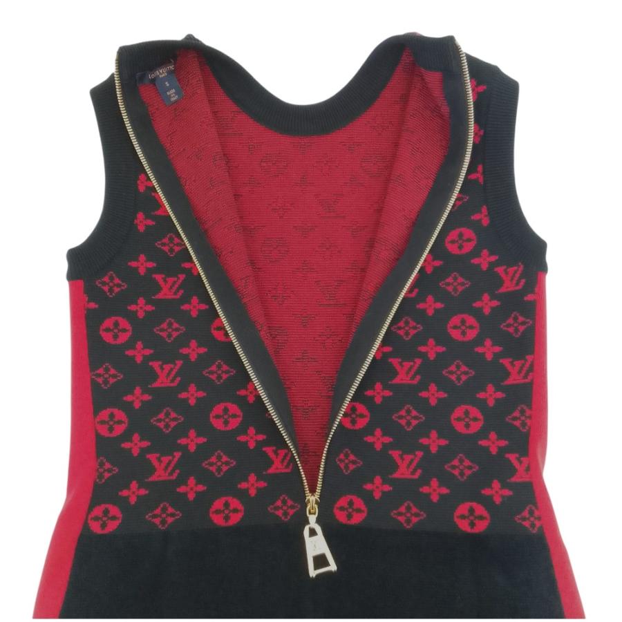 美品 Louis Vuitton ルイヴィトン モノグラム Aライン ノースリーブ ニットワンピース ドレス S ブラック レディース 古着 中古の画像