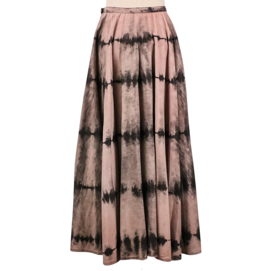 美品 Christian Dior クリスチャンディオール タイダイ柄 ロングフレアスカート 022J04A3158 サイズI38 ピンク ブラック レディース 古着 中古の画像