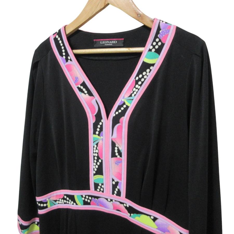 LEONARD FASHION 美品 レオナールファッション フラワープリントトリム