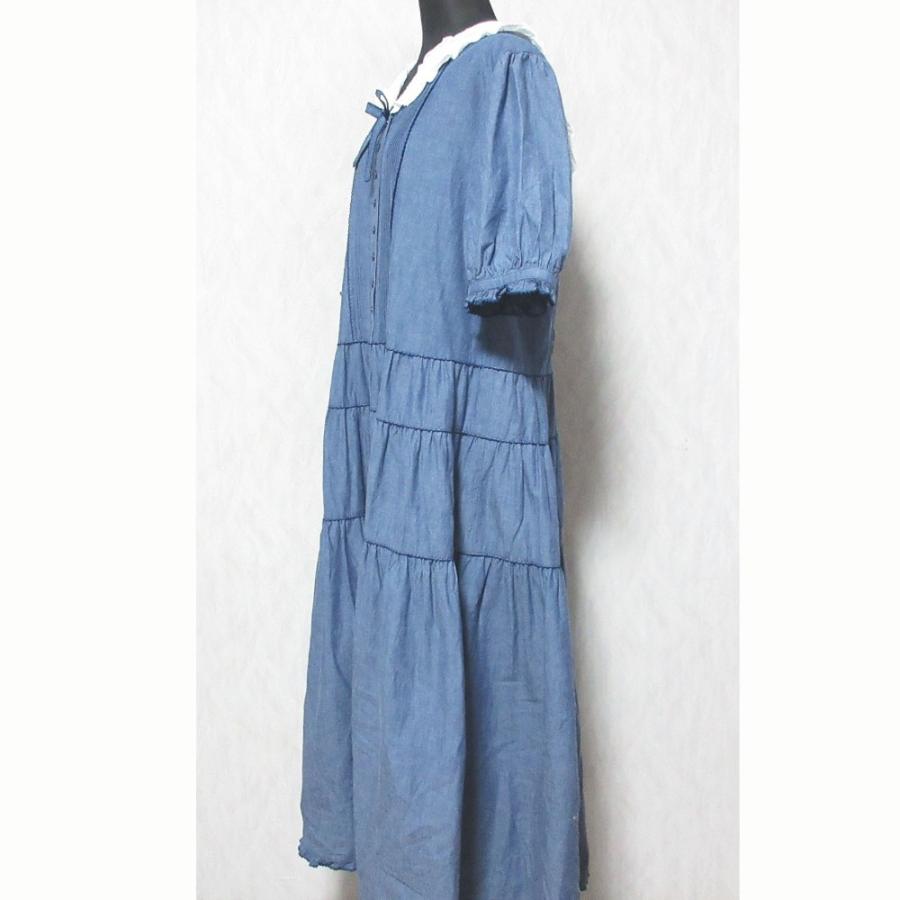 美品 PINK HOUSE ピンクハウス デニムセーラーワンピース A2151FAY316 インディゴブルー レディース 古着 中古の画像