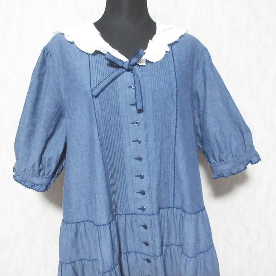 美品 PINK HOUSE ピンクハウス デニムセーラーワンピース A2151FAY316 インディゴブルー レディース 古着 中古の画像