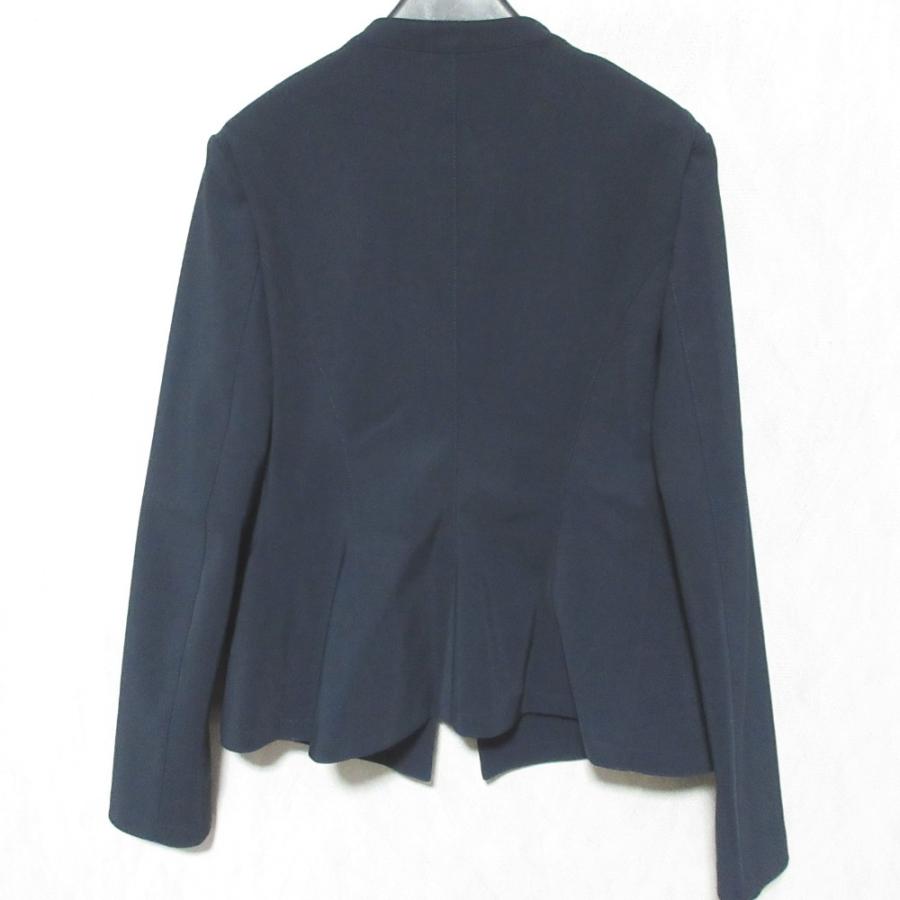 美品 Theory セオリー SETTLE ストレッチ ノーカラージャケット パンツ スーツ セットアップ 01-0104118/01-9306458 サイズ2 ネイビー レディース 古着 中古_2