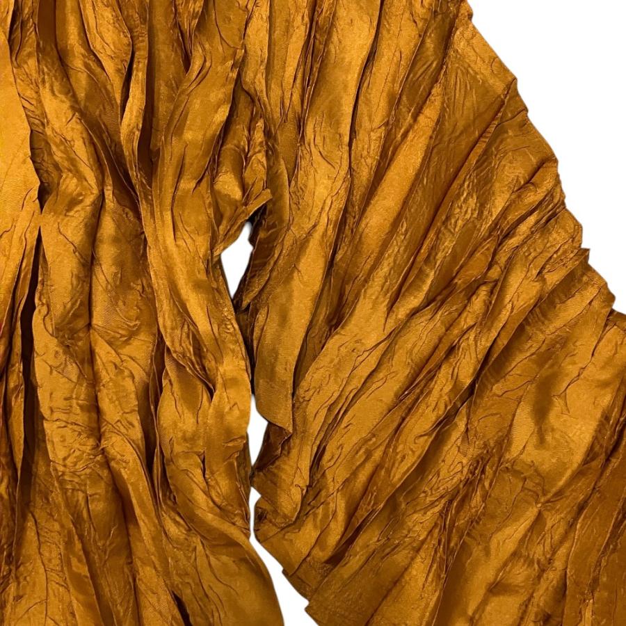 美品 PLEATS PLEASE ISSEY MIYAKE プリーツプリーズ イッセイミヤケ シワ加工 ブラウス シャツ PP34-ZT948 サイズ3 マスタード レディース 古着 中古 USED PLEATS PLEASE（プリーツ プリーズ） 美品 PLEATS PLEASE ISSEY MIYAKE