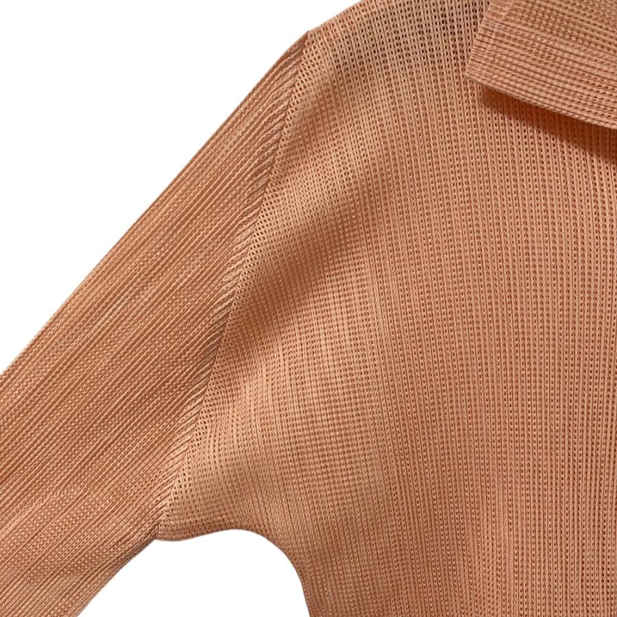 良品 PLEATS PLEASE ISSEY MIYAKE プリーツプリーズ イッセイミヤケ メッシュ カーディガン PP03-F0774 サイズ3 オレンジベージュ レディース 古着 中古 USED 良品 PLEATS PLEASE ISSEY MIYAKE プリーツプリーズ イッセイミヤケ