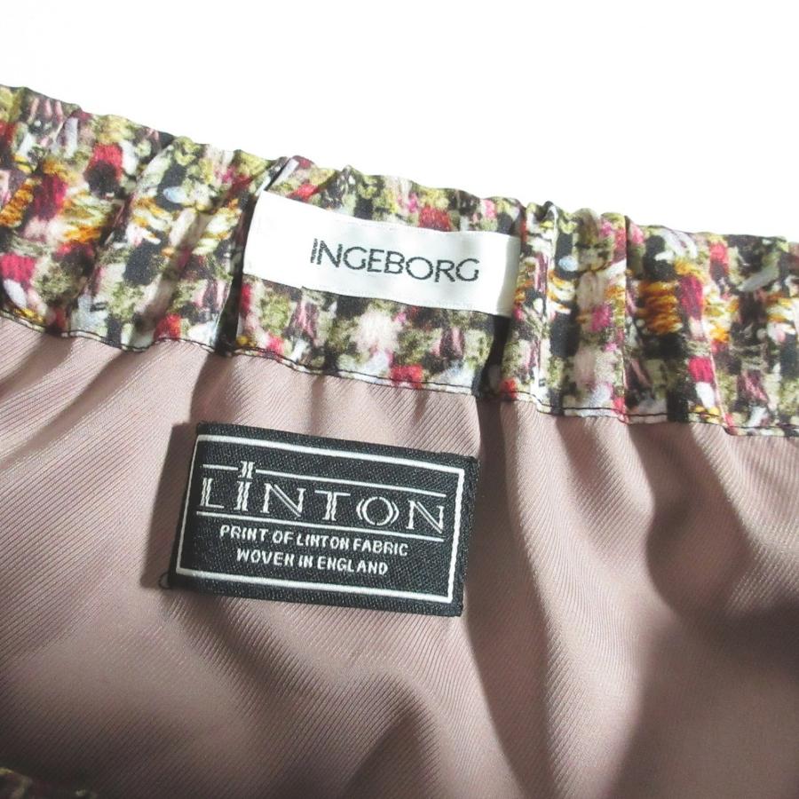 INGEBORG♪すずらん柄ティアードロングスカート　L INGEBORG（インゲボルグ） 美品 LINTON リントンフラワーpt.ティアード