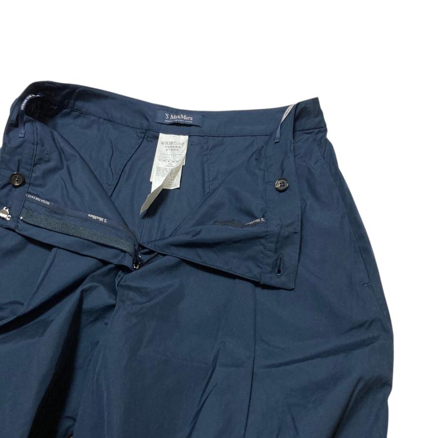 新品未使用　MaxMara ネイビー ヨガパンツ ハイウエスト　マックスマーラ 良品 25SS 'S Max Mara エス マックスマーラ タックワイドパンツ