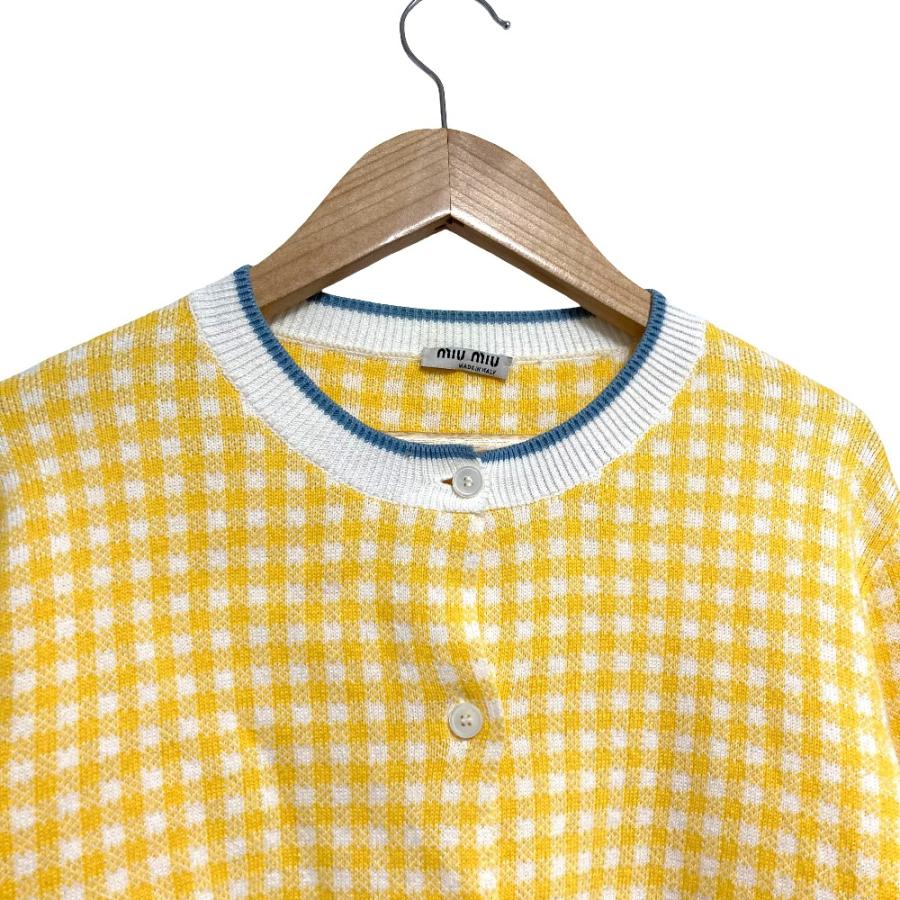 miu miu（ミュウミュウ） 美品 ギンガムチェック ニット カーディガン