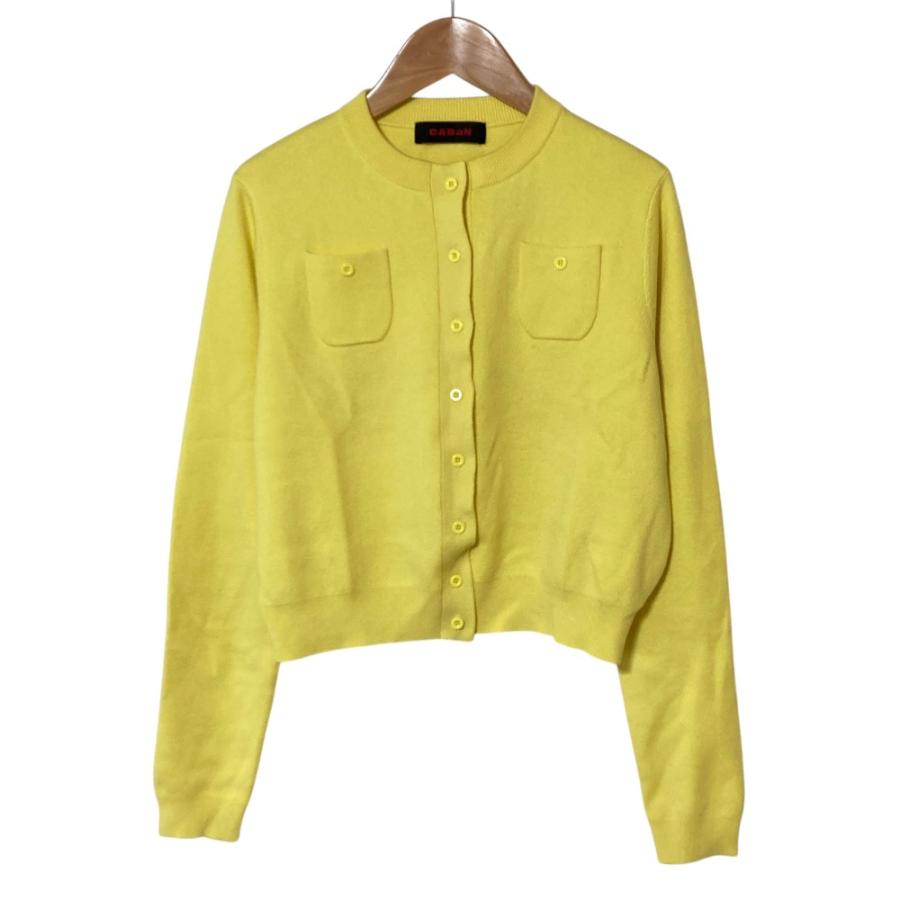 良品 23AW CABaN キャバン コットンカシミヤ クルーネック ニットカーディガン XS イエロー レディース 古着 中古 USED CABaN（キャバン） 良品 23AW CABaN コットンカシミヤ クルーネック