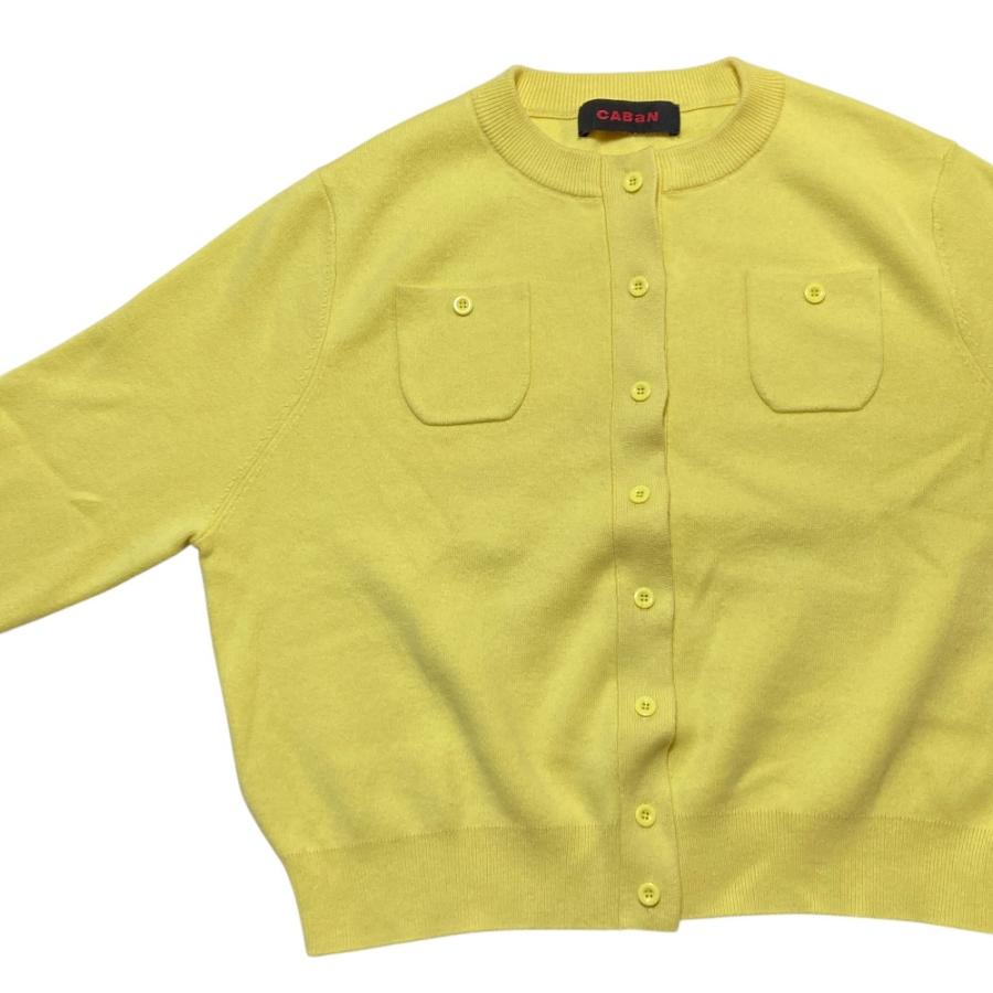 良品 23AW CABaN キャバン コットンカシミヤ クルーネック ニットカーディガン XS イエロー レディース 古着 中古 USED CABaN（キャバン） 良品 23AW CABaN コットンカシミヤ クルーネック