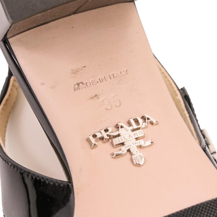 PRADA ブラック スクエアトゥパンプス美品 美品 プラダ PRADA ブロック