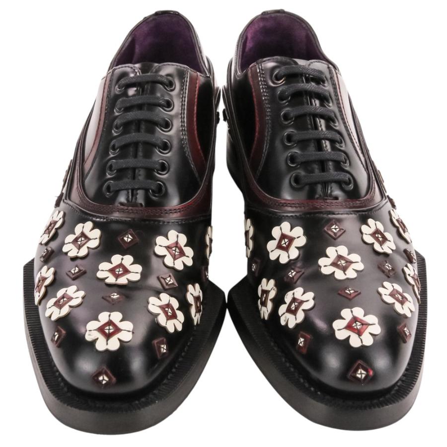 PRADA（プラダ） 美品 アーガイブ フラワーデザイン レザーシューズ