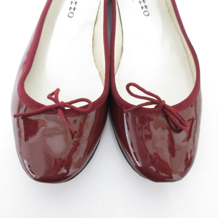 レペットバレエシューズ レッド 38 repetto（レペット） 良品 エナメル バレエシューズ フラットシューズ