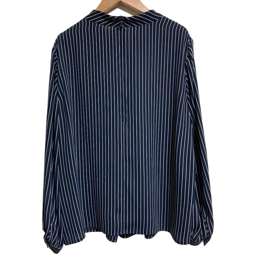 美品 Leilian WHITE LABEL レリアン ホワイトレーベル ストライプ ロングスリーブ ブラウス 大きいサイズ 13+ ネイビー ホワイト レディース 古着 中古 USED Leilian（レリアン） 美品 Leilian WHITE LABEL ホワイトレーベル