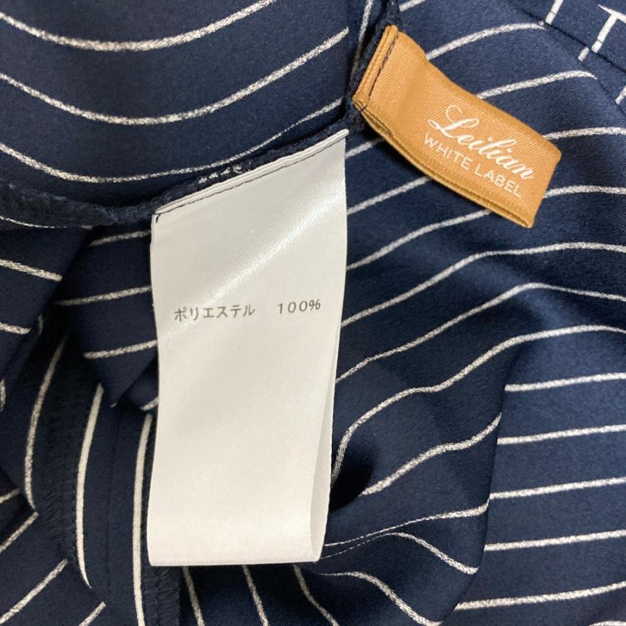 美品 Leilian WHITE LABEL レリアン ホワイトレーベル ストライプ ロングスリーブ ブラウス 大きいサイズ 13+ ネイビー ホワイト レディース 古着 中古 USED Leilian（レリアン） 美品 Leilian WHITE LABEL ホワイトレーベル