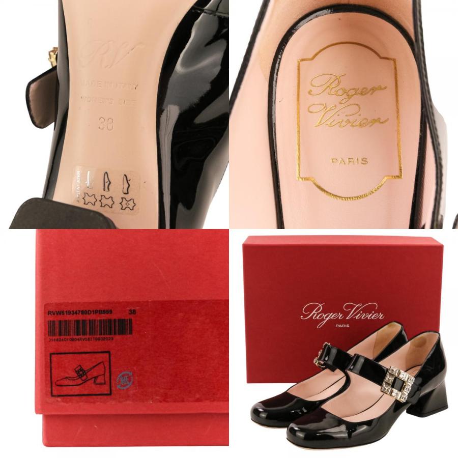 未使用級✨ロジェ ヴィヴィエ エナメル パンプス ローヒール ブラック Roger Vivier（ロジェヴィヴィエ） 良品 トレヴィヴィエ メリー