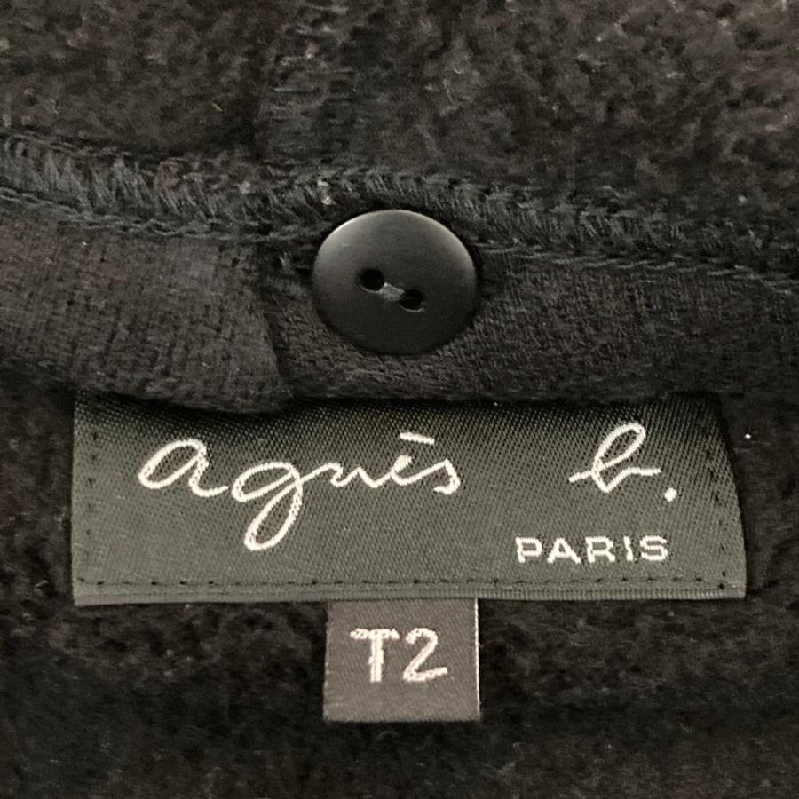 美品 agnes b. アニエスベー フード付き カーディガンプレッション サイズT2 ブラック レディース 古着 中古 USED agnes b. - 美品 agnes b. アニエスベー フード付き カーディガン