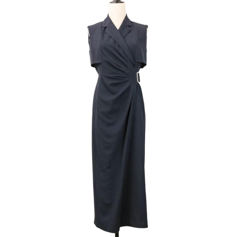 美品 L'AUBE BLANC ローブブラン Side-buckle Drape Dress