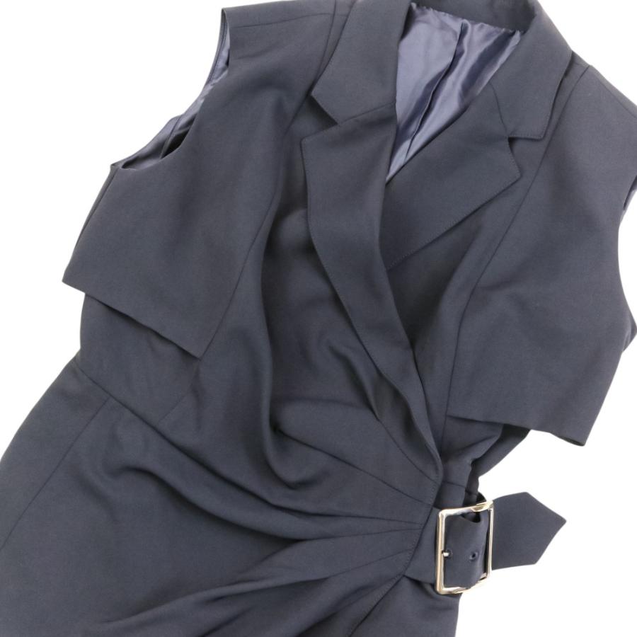 美品 L'AUBE BLANC ローブブラン Side-buckle Drape Dress