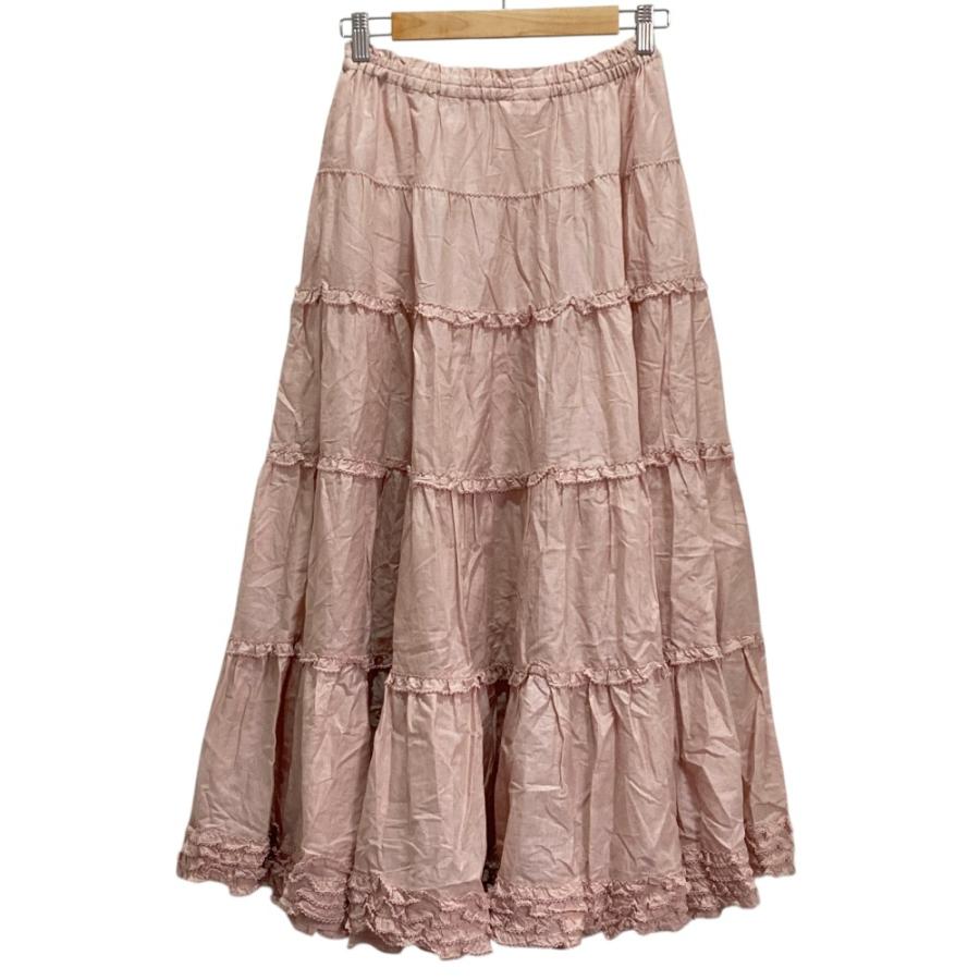 美品 23AW PINK HOUSE ピンクハウス ローンティアードスカート A2133FSY566 ピンク レディース 古着 中古の画像