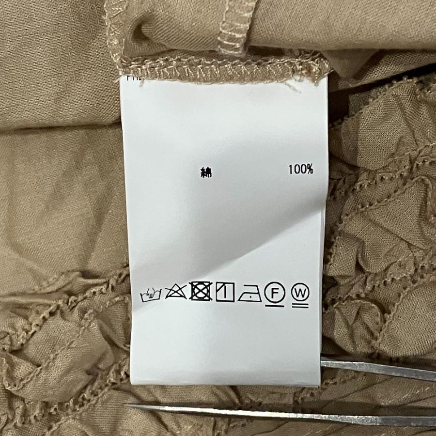 美品 24年商品 PINK HOUSE ショートスリーブ ピンクハウス ピコフリル シャツワンピース A2143FAY280 ベージュ レディース 古着 中古の画像