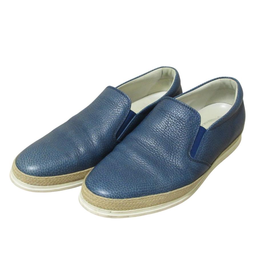 良品 TOD'S トッズ レザー スリッポン エスパドリーユ スニーカー 7.5