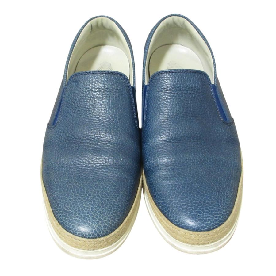 良品 TOD'S トッズ レザー スリッポン エスパドリーユ スニーカー 7.5