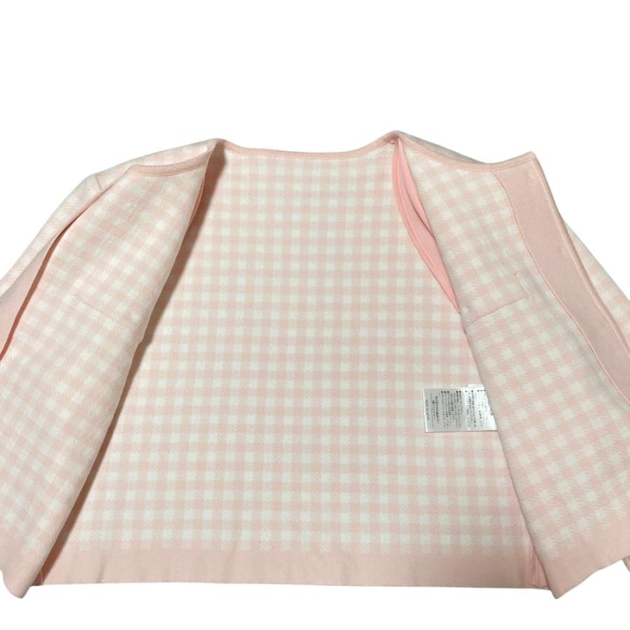 美品 25SS ADEAM アディアム チェック ニットジャケット ニットワンピース セットアップ 45193 ピンク レディース 古着 中古_4
