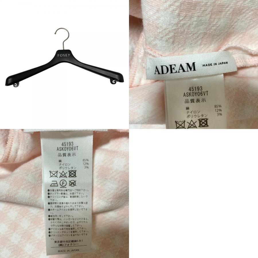 美品 25SS ADEAM アディアム チェック ニットジャケット ニットワンピース セットアップ 45193 ピンク レディース 古着 中古_9
