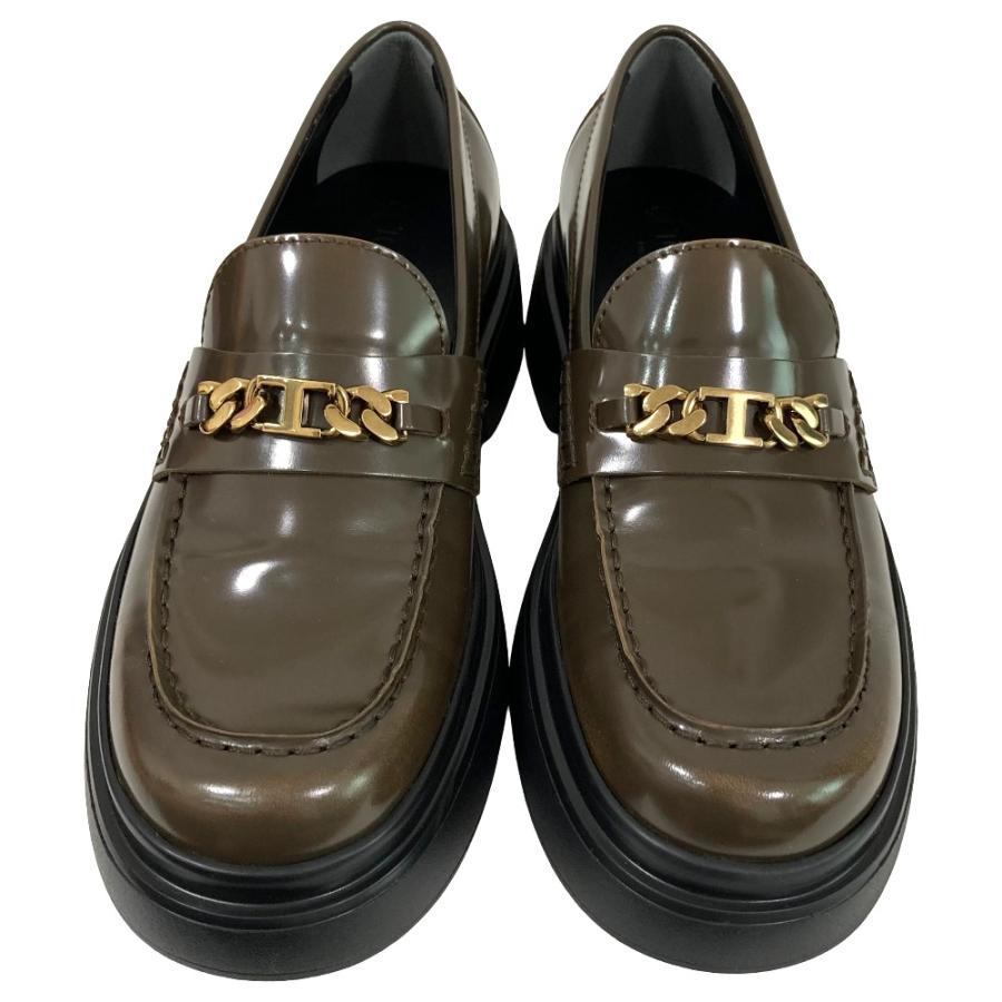 新品同様 TOD'S トッズ Tタイムレス チェーン レザー ローファー