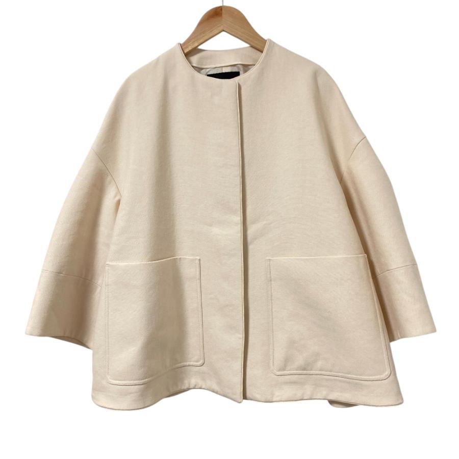 DRAWER（ドゥロワー） 美品 フロントポケットノーカラーハーフコート 