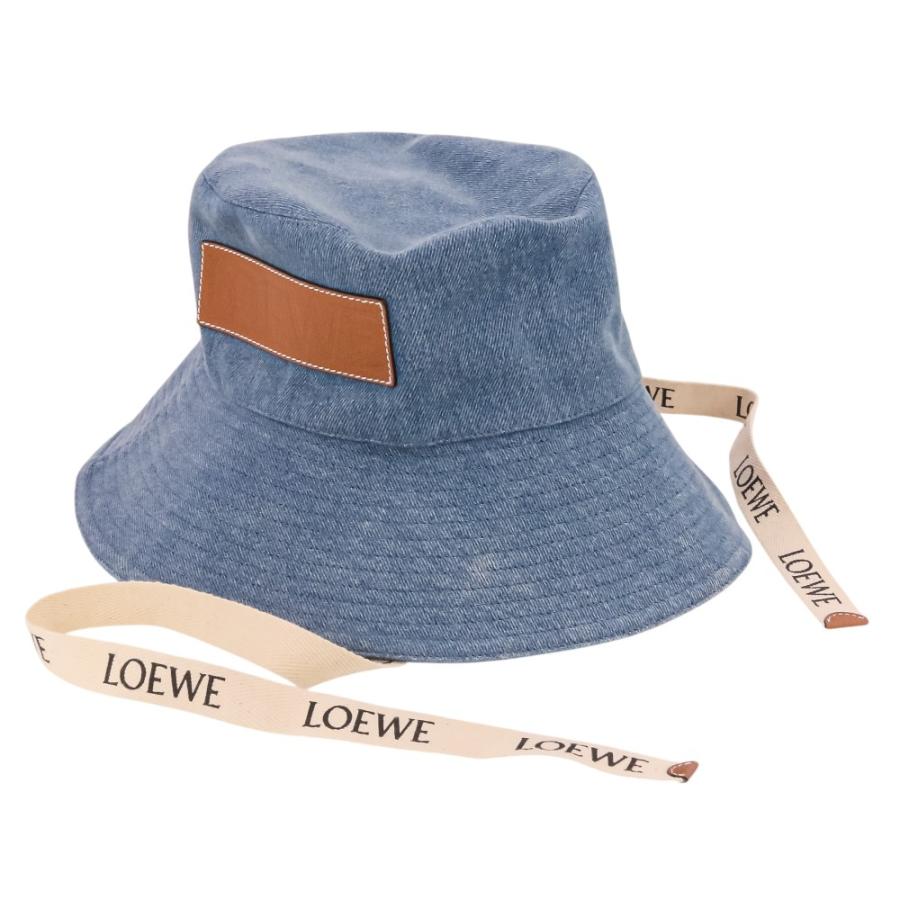LOEWE（ロエベ） 良品 フレイド フィッシャーマンハット デニム&カーフ