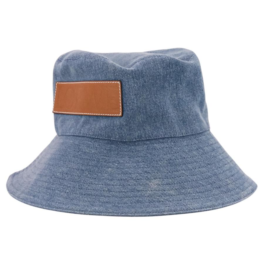 LOEWE（ロエベ） 良品 フレイド フィッシャーマンハット デニム&カーフ 
