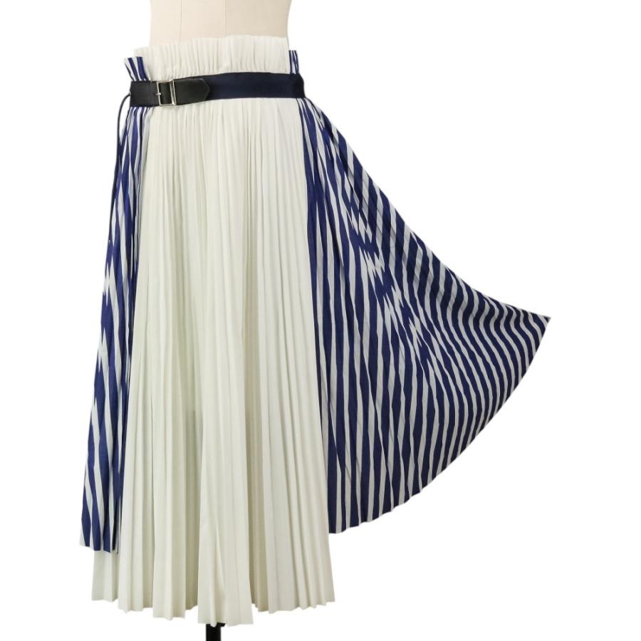sacai（サカイ） 美品 Stripe Shirting Skirt プリーツ加工 切替