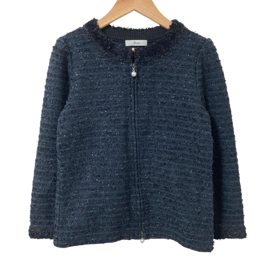 Rene（ルネ） 良品 パールボタン ツイード ノーカラージャケット 