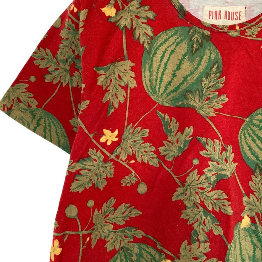 90s ピンクハウス　ビンテージ半袖コットンニットセーター　スイカ　レッド PINK HOUSE（ピンクハウス） 美品 スイカ柄 Tシャツ レッド レディース