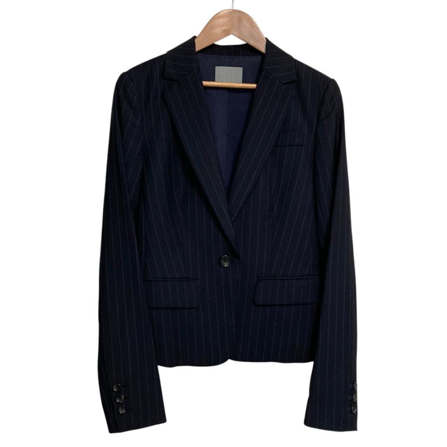 極美品 セオリーリュクス EXECUTIVE テーラードジャケット 42 紺 theory luxe（セオリーリュクス） 美品 SUPER 120.STRIPE GABE.D